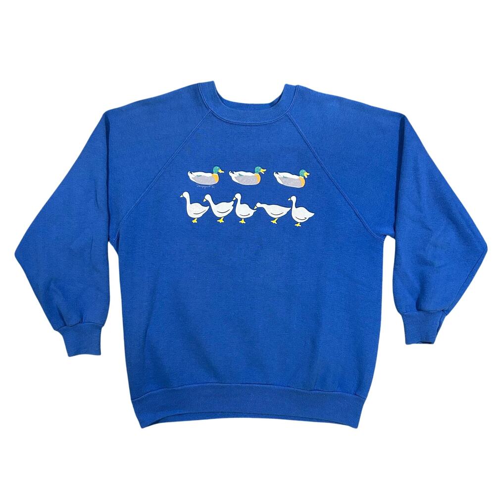 Vintage 80s Ducks Graphic Sweatshirt Men’s Medium Sportswear USA Made Pullover